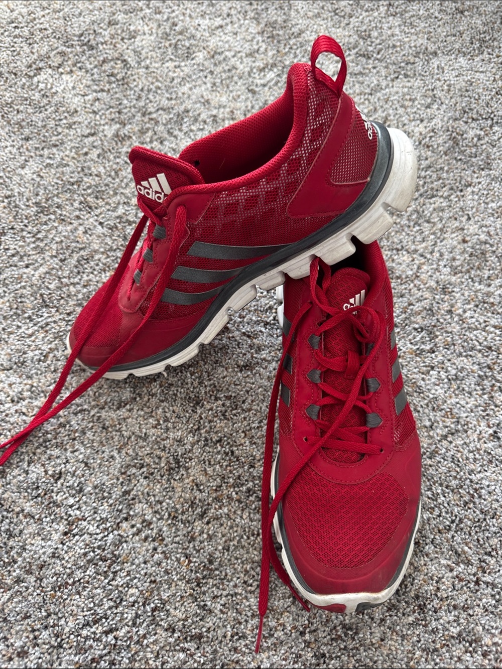 adidas Red men’s Athletic Running Sneakers with Gray Accents